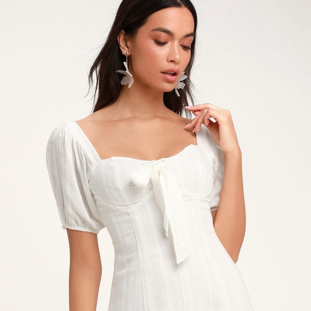 Madeline White Puff Sleeve Mini Dress